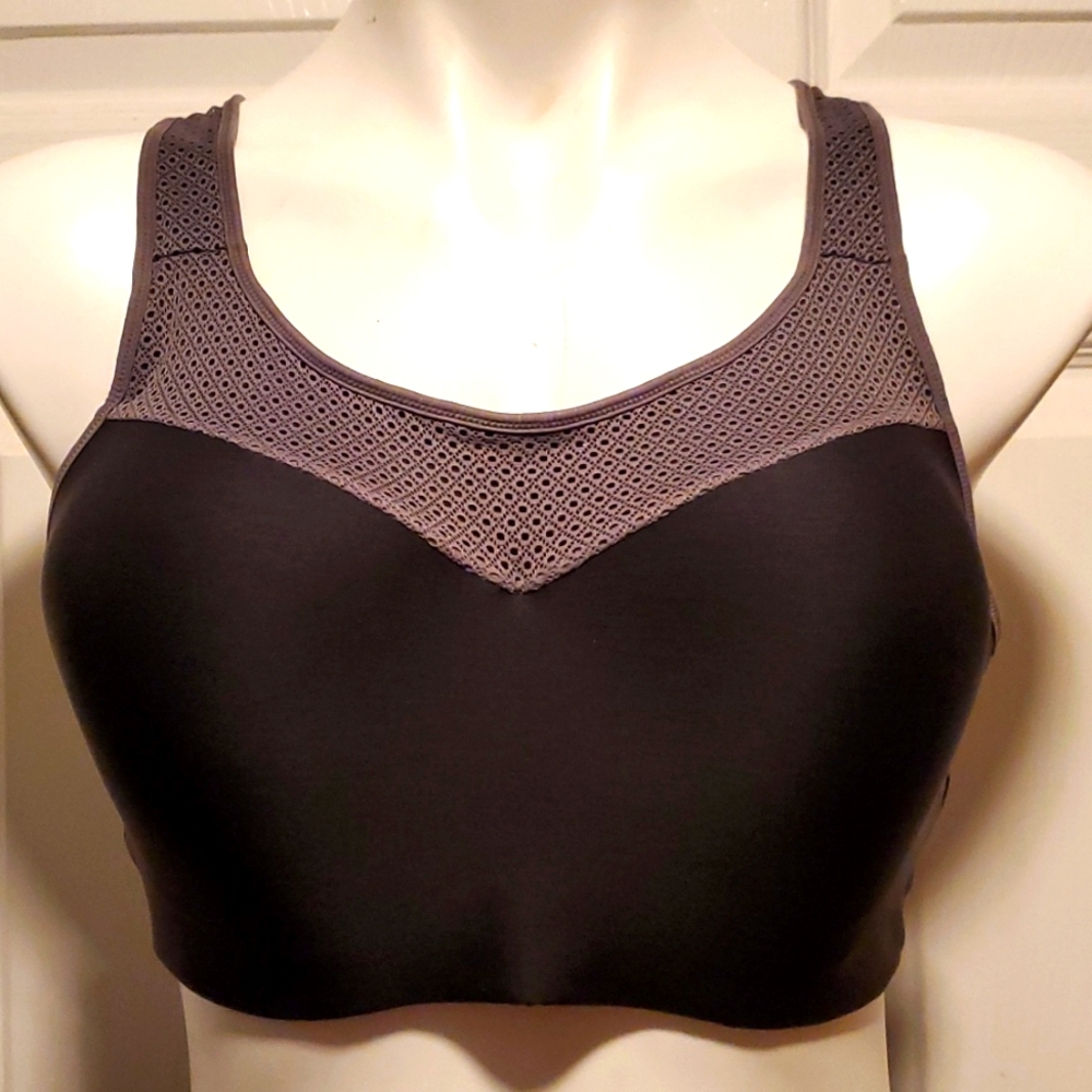 Hanes G505 Women's Gray/Black Sports Bra - Size 2XL